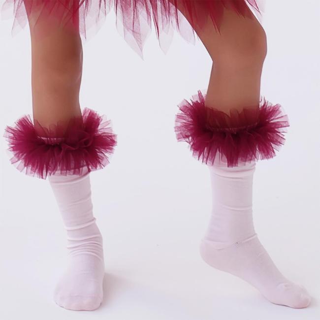 Picture of Daga Girls Fashion Street Tutu Knee Socks - Pink Burgundy