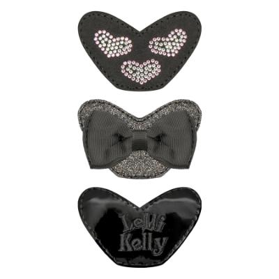 Picture of Lelli Kelly Eloise Heart Girls Easy On School Shoe With 3 Trims - Black Patent