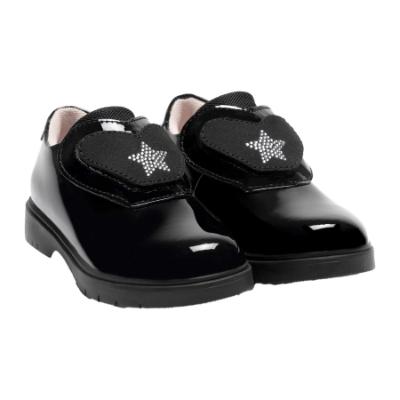 Picture of Lelli Kelly Eden Star Girls Easy On School Shoe With 3 Trims - Black Patent