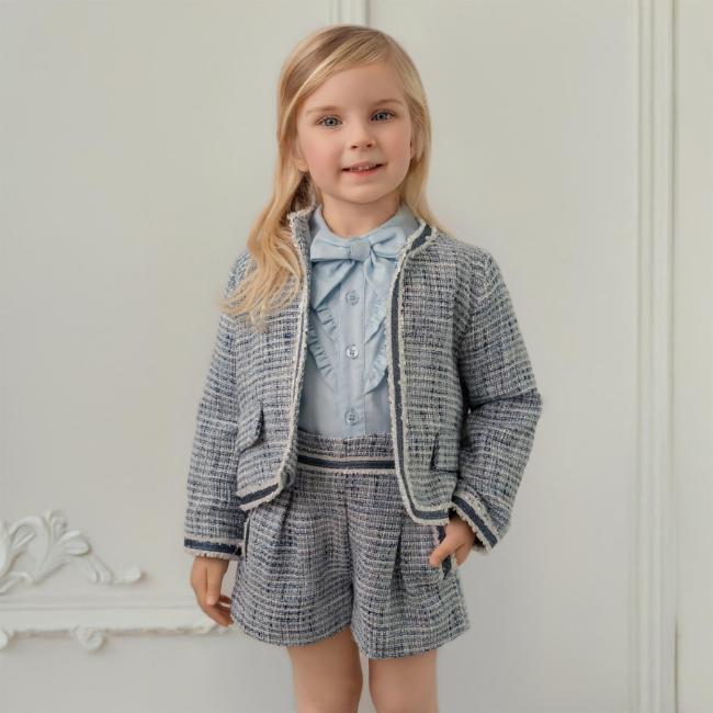 Picture of Miranda Girls Woven Jacket Shorts Blouse Set X 3 - Blue Navy