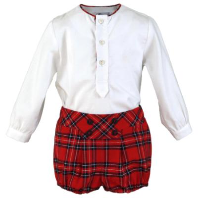 Picture of Miranda Baby Boys Blouse & Check Pants Set X 2 - Red
