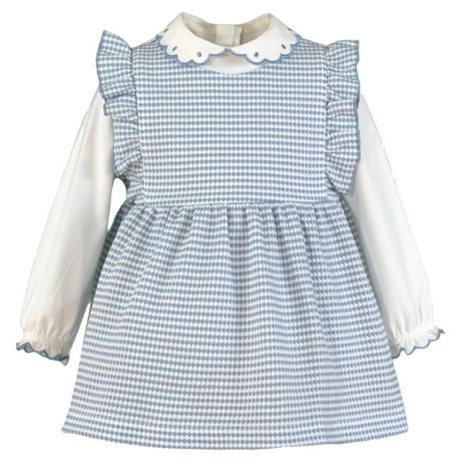 Picture of Miranda Baby Girls Frill Check Dress With Blouse - Blue