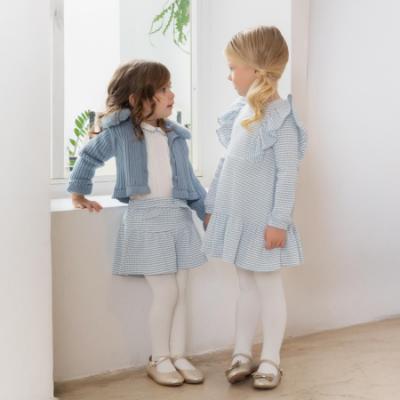 Picture of Miranda Girls Frill Check Drop Waist Dress - Blue