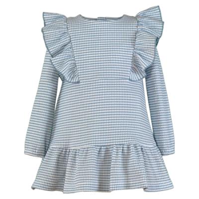 Picture of Miranda Girls Frill Check Drop Waist Dress - Blue