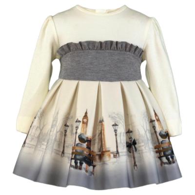 Picture of Miranda Baby Girls London Graphics Dress - Ivory Grey
