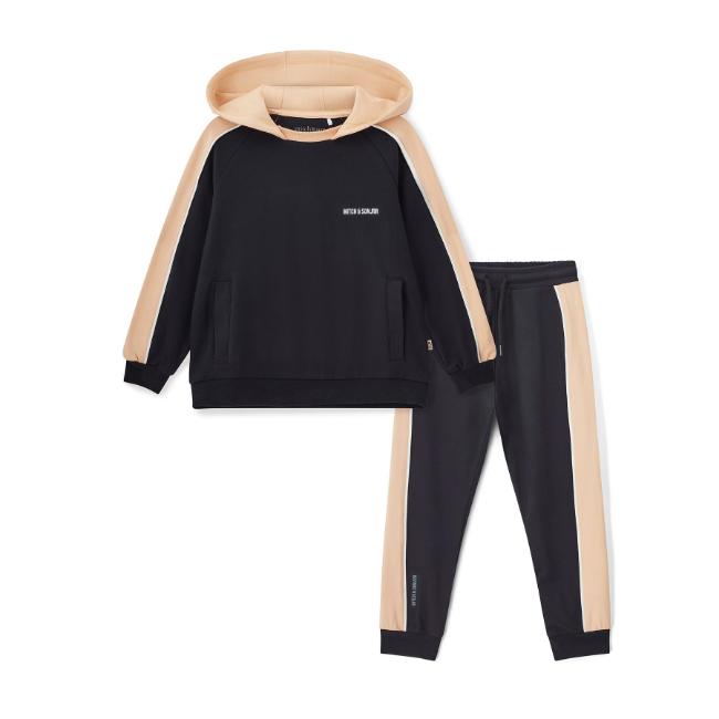 Picture of Mitch & Son JNR Lawrence Hoodie Tracksuit With Contrast Hood - Black