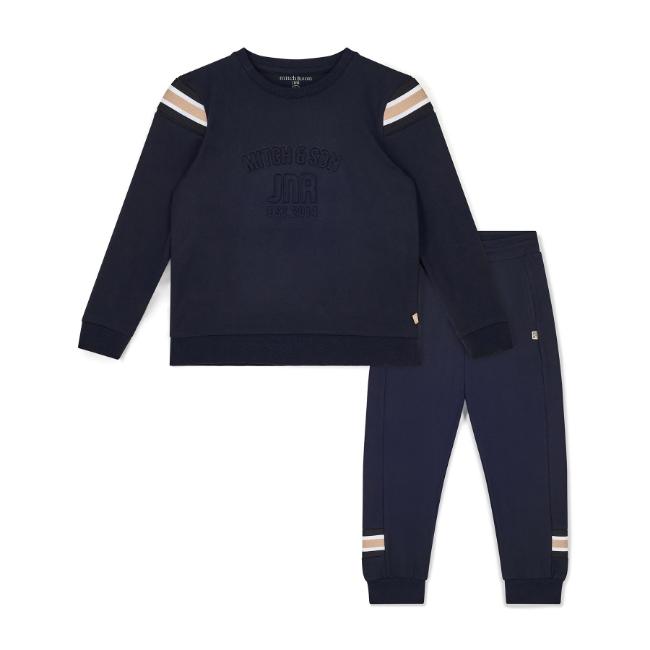 Picture of Mitch & Son JNR Luis Embossed Crew Neck Tracksuit - Black