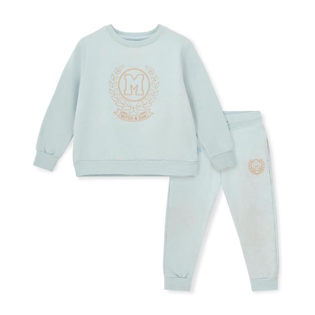 Picture of Mitch & Son Winter Crest Jaxon Crest Embroidery Crewneck Tracksuit - Sky Blue