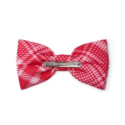 Picture of A Dee Love Story Leighton Check Bow Hair Clip - Vibrant Red