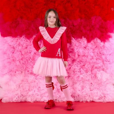 Picture of A Dee Love Story Lacey Sweat Tulle Dress - Vibrant Red Pink