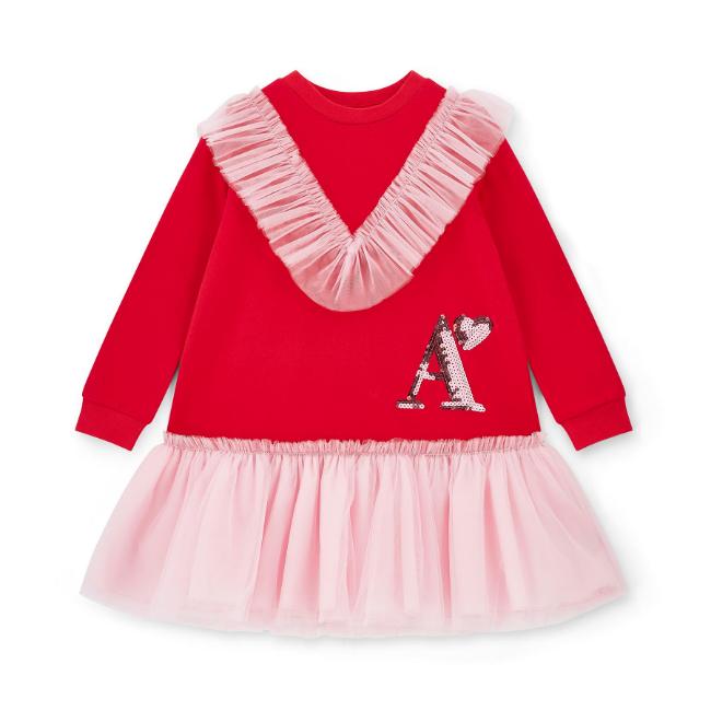 Picture of A Dee Love Story Lacey Sweat Tulle Dress - Vibrant Red Pink