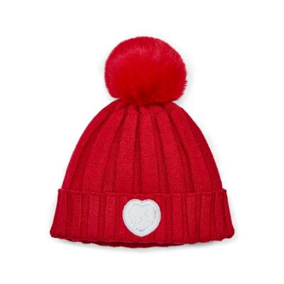 Picture of A Dee Love Story Mallory Pom Pom Knitted Hat - Vibrant Red
