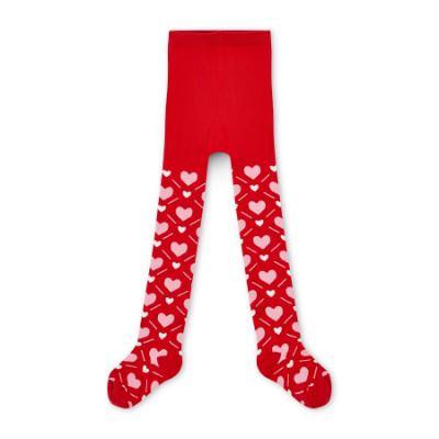 Picture of A Dee Love Story Lake Heart Print Tights - Vibrant Red