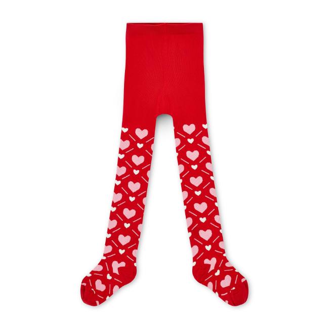 Picture of A Dee Love Story Lake Heart Print Tights - Vibrant Red