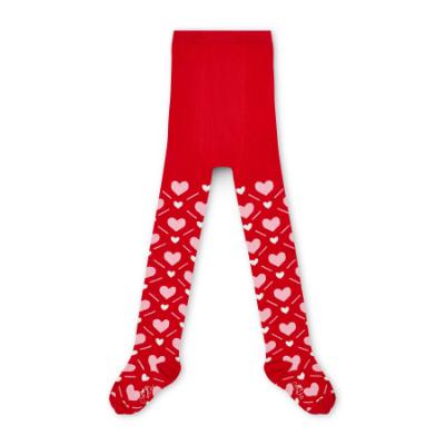 Picture of A Dee Love Story Lake Heart Print Tights - Vibrant Red