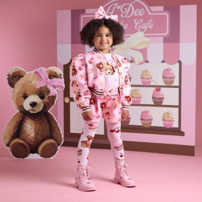 Picture of A Dee Teddy Bear Bakery Lisette Bear Print Bomber - Pink Fairy