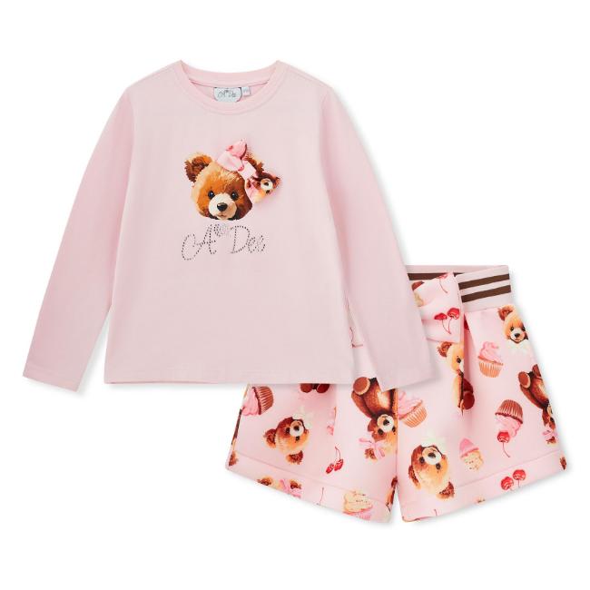 Picture of A Dee Teddy Bear Bakery Maya Bear Print Short Set - Pink Fairy