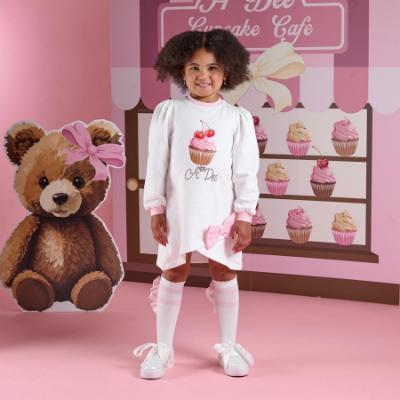 Picture of A Dee Teddy Bear Bakery Michelle Sweat Dress With Bow - Snow White