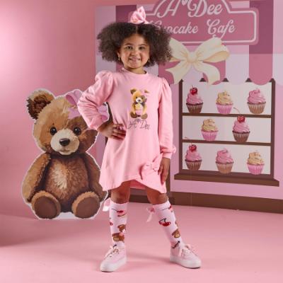 Picture of A Dee Teddy Bear Bakery Michelle Sweat Dress With Bow - Rose Pink