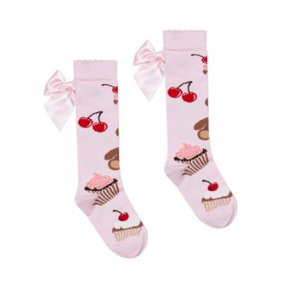 Picture of A Dee Teddy Bear Bakery Leah Bear Print Bow Knee High Socks - Pink Fairy