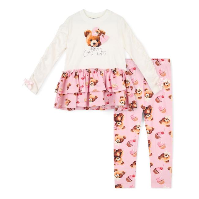 Picture of A Dee Teddy Bear Bakery Madison Bear Print Legging Set X 2 - Snow White