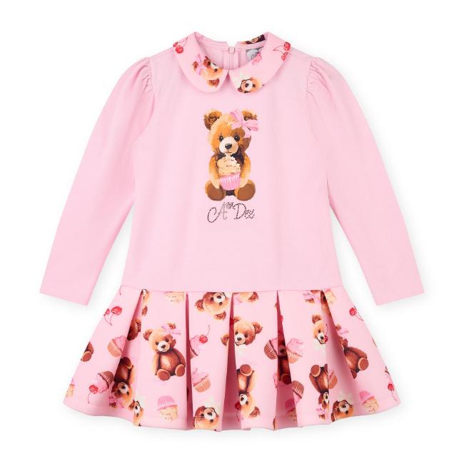 Picture of A Dee Teddy Bear Bakery Meadow Bear Print Mix Dress - Pink Fairy