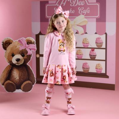 Picture of A Dee Teddy Bear Bakery Meadow Bear Print Mix Dress - Pink Fairy