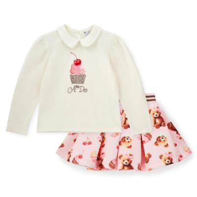 Picture of A Dee Teddy Bear Bakery Mabel Bear Print Skirt Set - Snow White