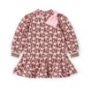 Picture of A Dee Initial Icon Maisie Initial Print Bow Dress - Chocolate Brown