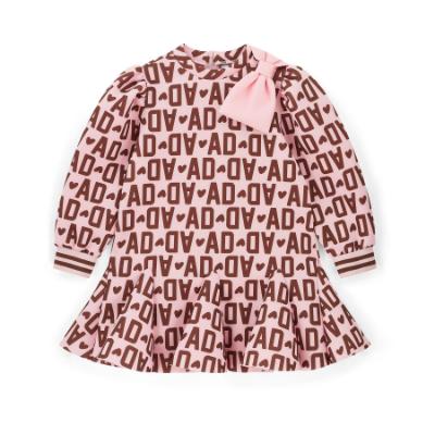 Picture of A Dee Initial Icon Maisie Initial Print Bow Dress - Chocolate Brown