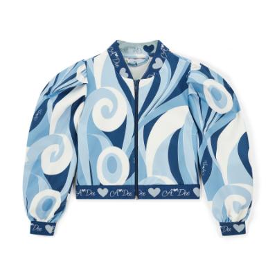 Picture of A Dee Twilight Twirls Lizzy Swirl Print Bomber - Powder Blue