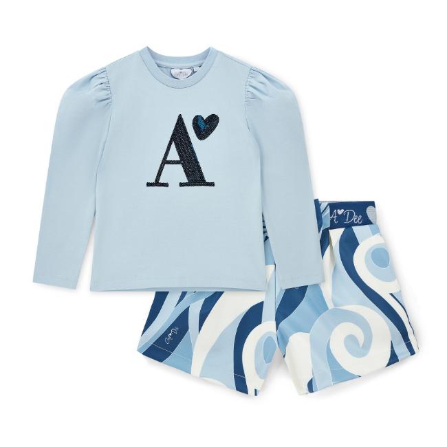 Picture of A Dee Twilight Twirls Nova Swirl Print Short Set X 2 - Powder Blue