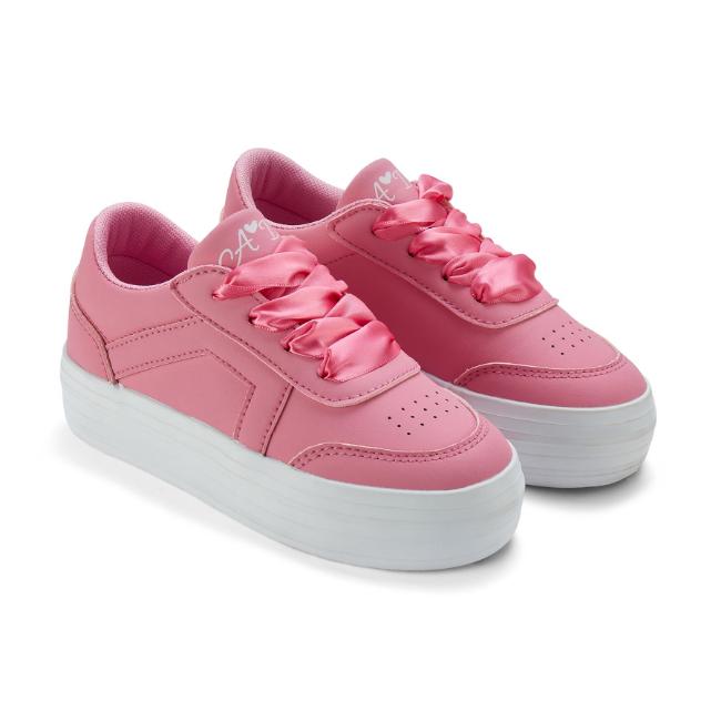 Picture of A Dee Patty Platform Trainer Ribbon Laces - Peony Pink
