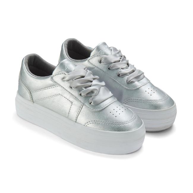 Picture of A Dee Patty Platform Trainer Ribbon Laces - Silver