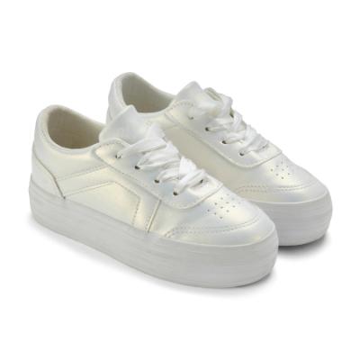 Picture of A Dee Patty Platform Trainer Ribbon Laces - Snow White