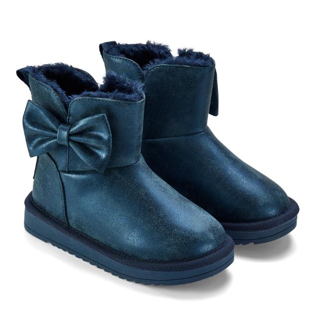 Picture of A Dee Bowtiful Faux Suede Boot Bow Detail - Heritage Navy