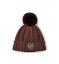 Picture of A Dee Initial Icon Mallory Pom Pom Knitted Hat - Chocolate Brown