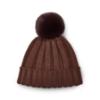 Picture of A Dee Initial Icon Mallory Pom Pom Knitted Hat - Chocolate Brown