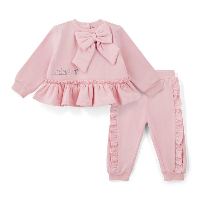 Picture of Little A Baby Girls Cute As A Cupcake Jasmine Bow Frill Tracksuit - Pink Fairy