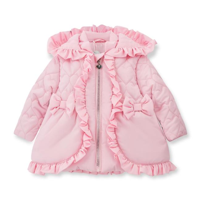 Picture of Little A Baby Girls Cute As A Cupcake Kaia Heart Embroidery Puff Hooded Jacket - Pink Fairy