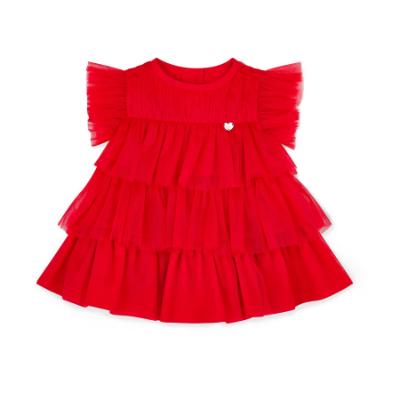 Picture of Little A Baby Girls Little Bows Khloe Tulle Frill Dress - Vibrant Red