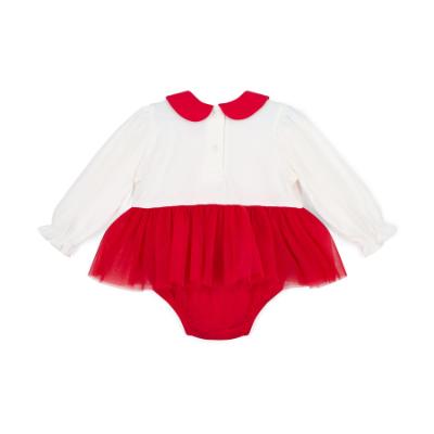 Picture of Little A Baby Girls Little Bows Kimberly Tulle Romper - Vibrant Red