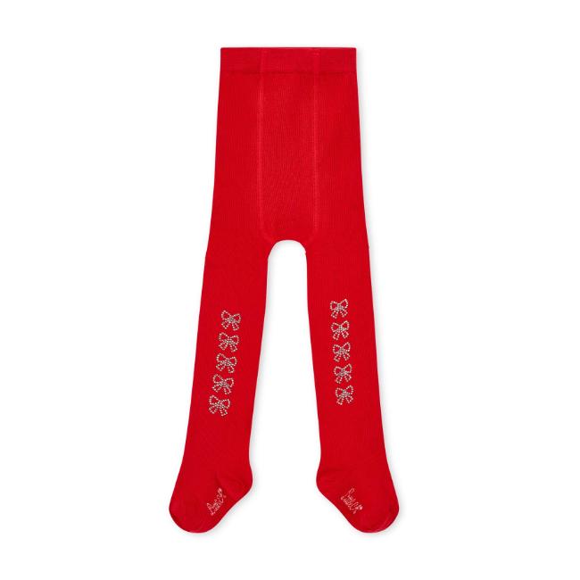 Picture of Little A Baby Girls Little Bows Kerry Diamante Bow Tights - Vibrant Red