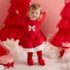 Picture of Little A Baby Girls Little Bows Katrina Bow Frill Sweat Dress - Vibrant Red