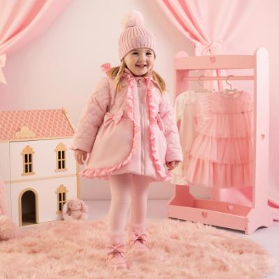 Picture of Little A Baby Girls Cute As A Cupcake Kaia Heart Embroidery Puff Hooded Jacket - Pink Fairy