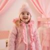 Picture of Little A Baby Girls Cute As A Cupcake Kaia Heart Embroidery Puff Hooded Jacket - Pink Fairy