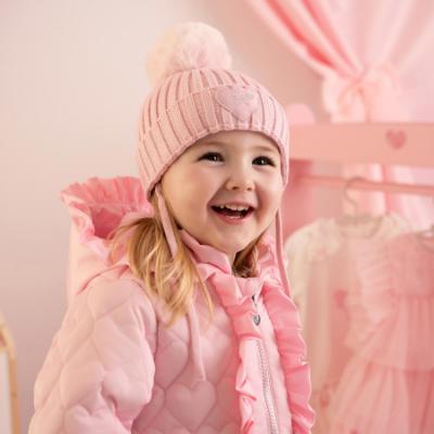 Picture of Little A Baby Girls Cute As A Cupcake Kamila Knitted Lurex Pom Pom Hat -  Pink Fairy