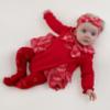Picture of Little A Baby Girls Little Bows Katalina Check Bow Headband - Vibrant Red