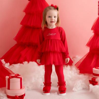 Picture of Little A Baby Girls Little Bows Kayla Tulle Legging Set - Vibrant Red