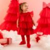 Picture of Little A Baby Girls Little Bows Kerry Diamante Bow Tights - Vibrant Red